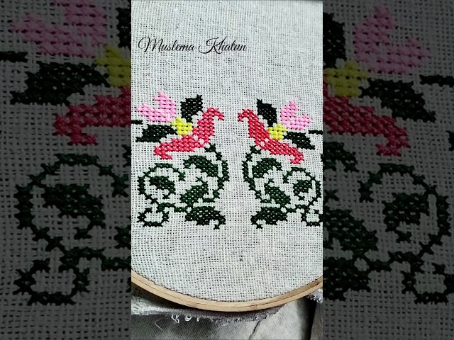 Beautiful Cross Stitch Embroidery Design 🌿 #embroidery #shorts #shortsviral #trending #diy #flowers