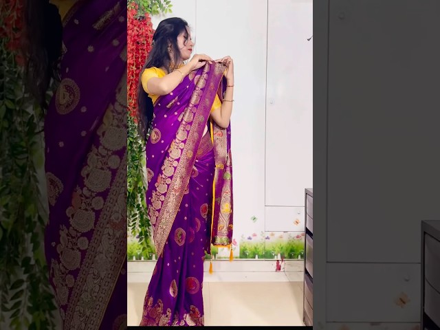 Part - 2 tips for Shoulder pleats #sareedraping #sareelovers #meesho #sareestyle #perfectpleats