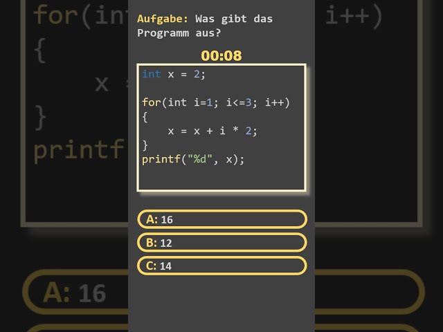 Test question for loop in C #clang #forloop #quiz