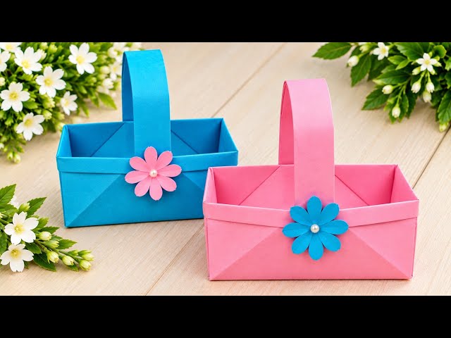 DIY Mini Paper Basket | Origami Basket Tutorial | Paper Craft New | Easy Beautiful Kids Craft Ideas