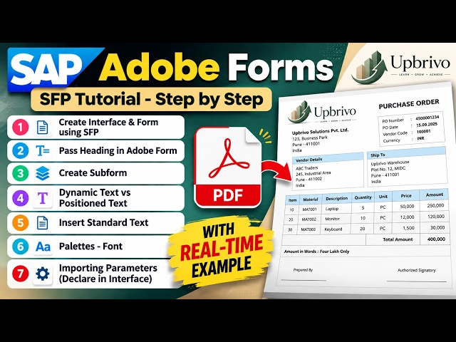 SAP Adobe Forms Tutorial - Session 1 Part 1🚀 | Create Interface, Form & Dynamic Text | Step-by-Step