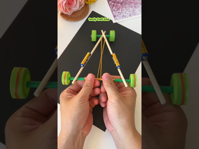 🚗 DIY Push Car for Kids Using Chopsticks | Family Craft Time 🎨