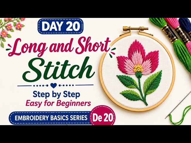 Long & Short Stitch Aise Banayein ✨ | Perfect Stitching Ka Easy Method | Hand Embroidery#HandEmbroi.