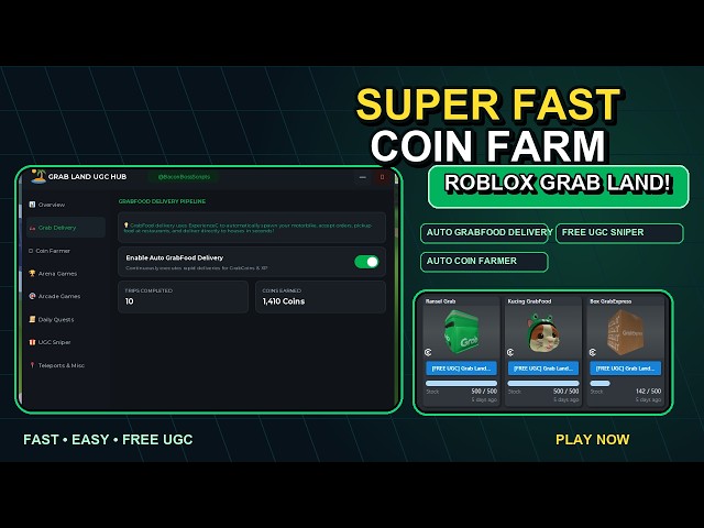 [FREE UGC] Grab Land! 🏝️ OP SCRIPT (SUPER FAST COIN FARM) | *PASTEBIN*