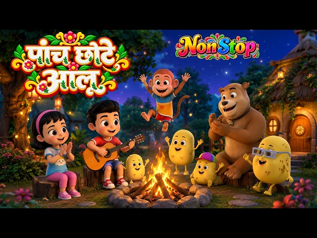 Paanch Chhote Aloo | & Fun Non-Stop Nursery Rhymes | Nonstop Hindi Rhymes for Kids