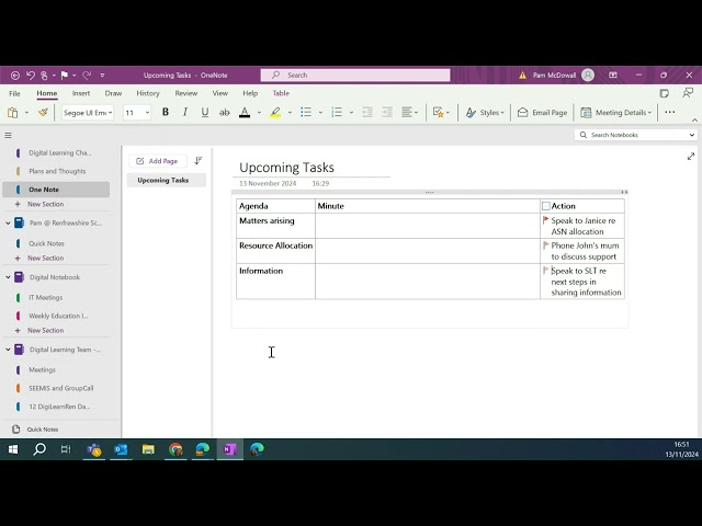 Using OneNote with Outlook tasks