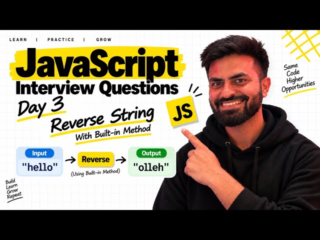 #3 Reverse a String Using reverse() | JavaScript Interview Questions | Abbyshek Sharma