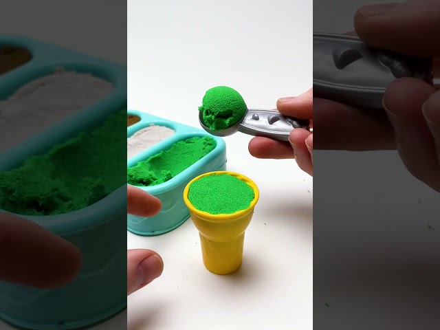 St Pats Green Ice Cream Scoops! #KineticSand #Shorts