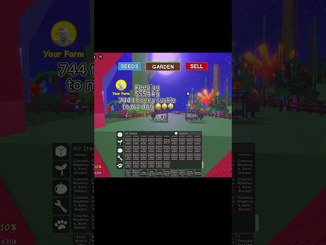 Feeding 744 sheckles fruit to my dog 🤑 🤑 🤑   #growagardenroblox #roblox #gag  #petsimulatox