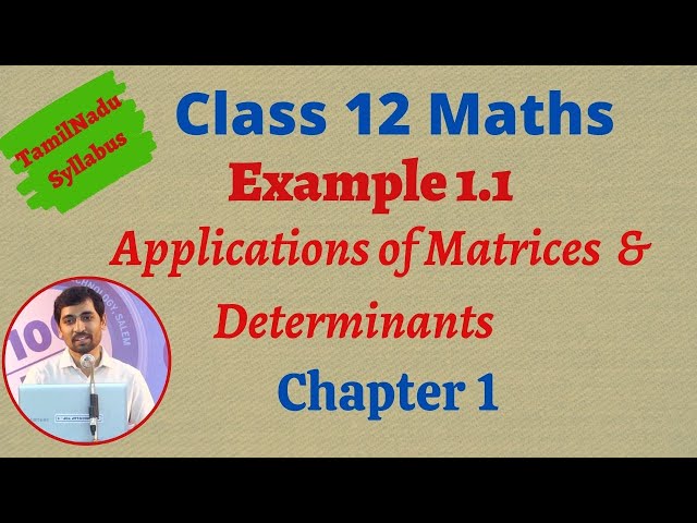 Class 12 Maths  | Example 1.1 | Chapter 1 | Applications of Matrices and Determinants