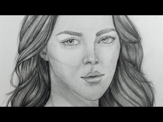 How to Draw a girl's face & Hair with simple lines by the Loomis Method step by step