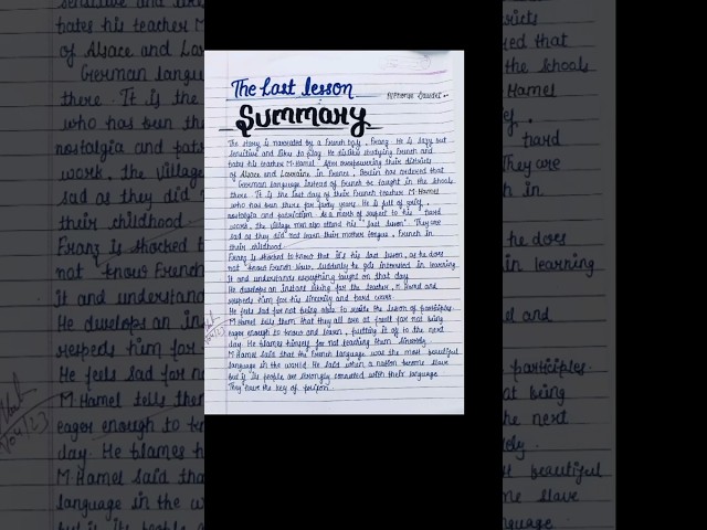 The Last Lesson || Summary #shorts #english #class12 #summary