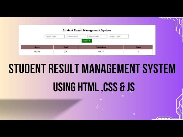 Student Result Management System | HTML CSS JavaScript Mini Project