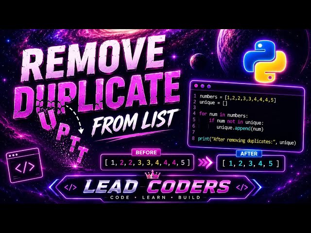 Python Program to Remove Duplicate Elements from a List | Easy Python Tutorial