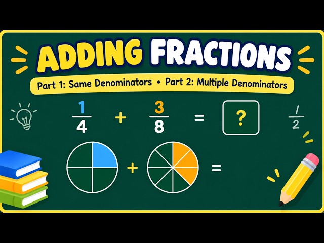 Adding Fractions with Like & Unlike Denominators | Visual Math for Kids 🍕