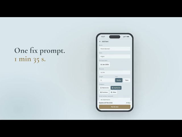 We Built a Warranty Tracker with AI in 10 Minutes | Then Found a Bug