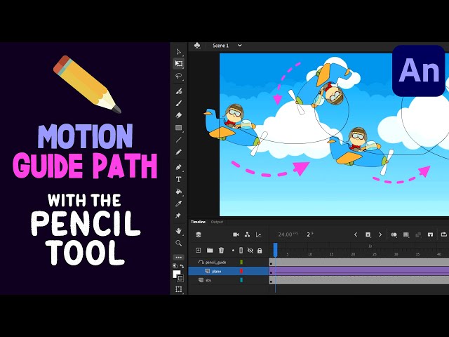 Motion Guide Path with the Pencil Tool | Adobe Animate CC Tutorial