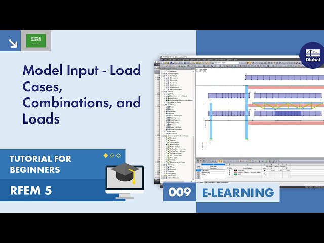 تعليمي RFEM 5 للمبتدئين | 009 عملية الإدخال -تعريف حالات تحميل وتراكيب أحمال وتطبيق الأحمال على ا...
