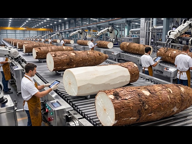 How Millions of Cassava Roots Become Premium White Flour | Inside a Giant Cassava Processing Factory