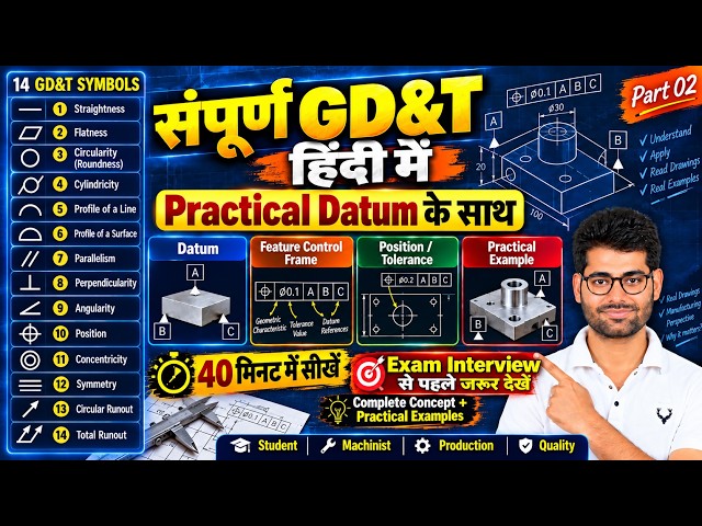 Complete GD&T in 40 Min. in Hindi | One Shot | Practical Datum | Part 02 |