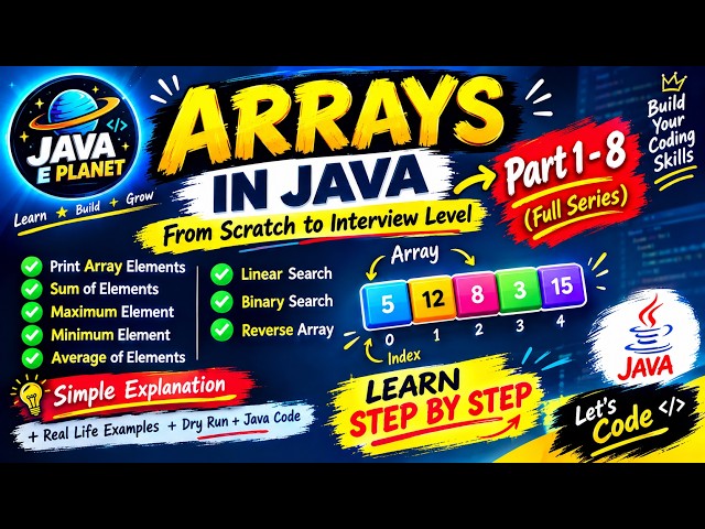 Java Arrays Tutorial 🔥 | 8 Must-Know Array Programs | From Scratch to Interview Level