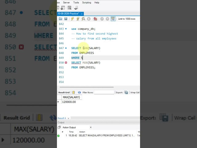 How to Find 2nd Highest Salary in SQL? 🔥 | SQL Interview Question #shorts