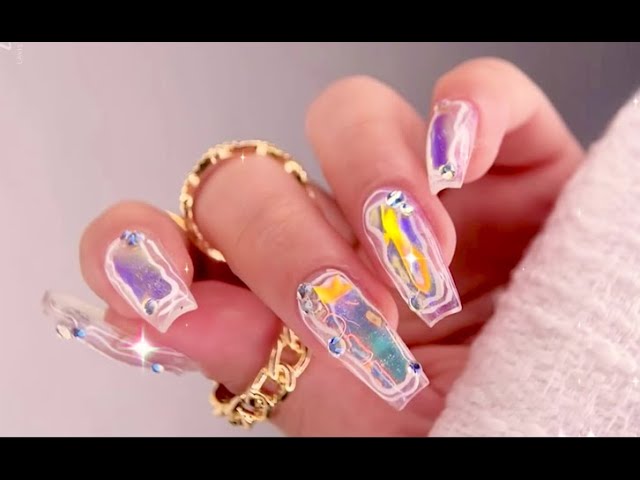 Stunning Nail Transformation with LDS Aurora Top Coat #shorts #nailart #transformation