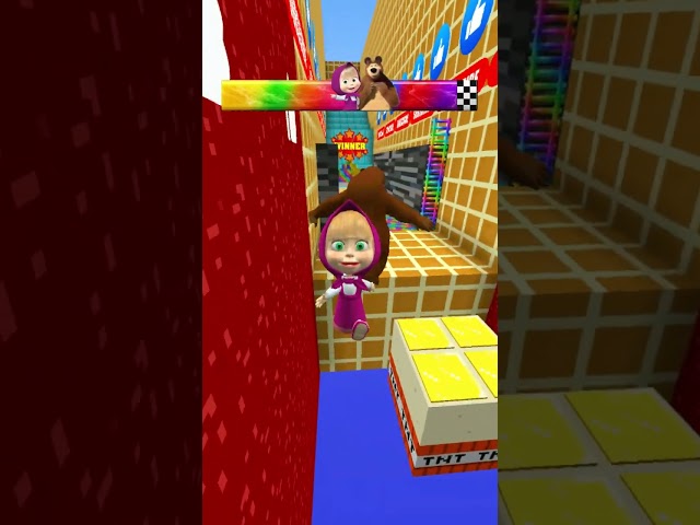 Masha & The Bear🐻🌸 | Who Can Complete The Obstacle Course #minecraft #shprts