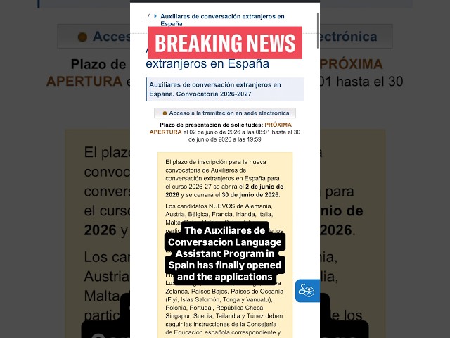 Auxiliares de Conversacion Program Applications Open June 2, 2026 💃🏻Teach in Spain