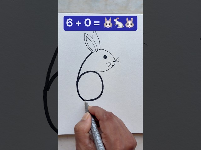 Easy Rabbit 🐰Drawing from Number 6 #creativedrawing #ytshorts #drawingforkids #shortsvideo #viral