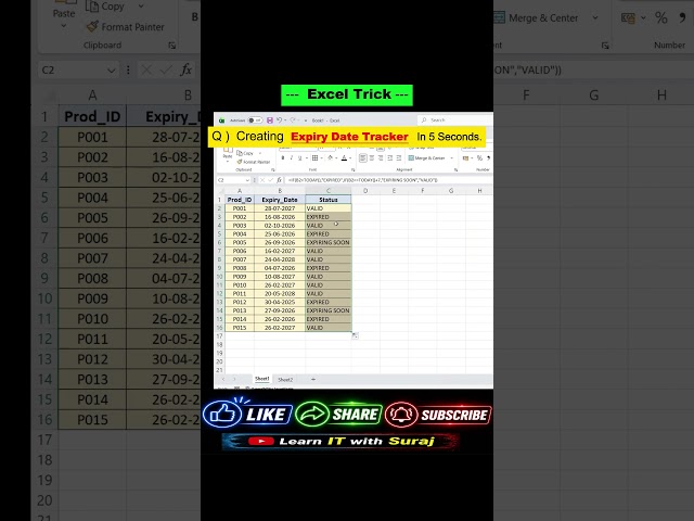 Excel Expiry Date Tracking in Just 5 Seconds! 🔥 | Track Expiry Dates Automatically