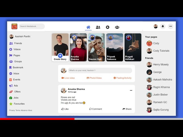 How to create a website like Facebook using HTML & CSS [Social network platform] (Facebook clone)
