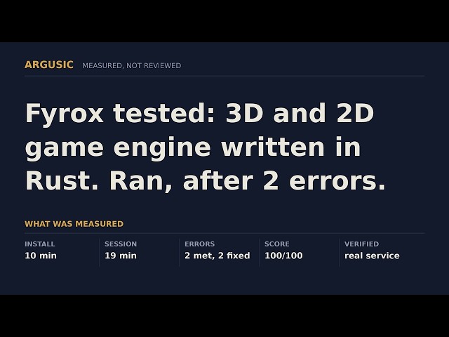 Fyrox tested: 3D and 2D game engine written in Rust. Ran, after 2 errors.