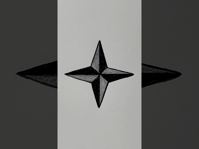 How to Draw 3D Four Pointed Star Drawing Step by Step ✏️⭐ #shorts #star