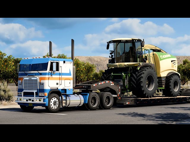 ATS 1.57 | Freightliner FLB Hauling Forage Harvester with DD60 12.7L Engine