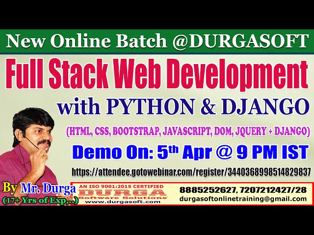 Full Stack Web Development with PYTHON & DJANGO Online Training By Mr. DURGA Sir