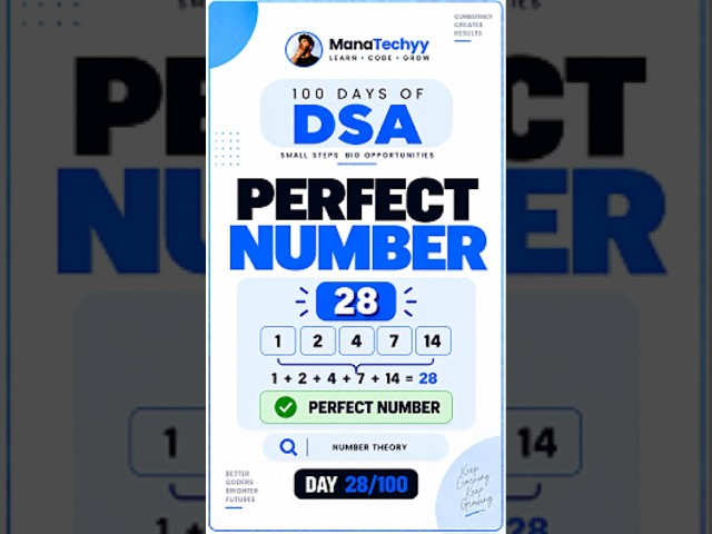 Perfect Number in Python | DSA Problem | Number Theory | Coding Interview. #dsa #coding #python