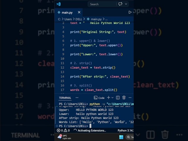 PYTHON : WORKING WITH STRING METHODS