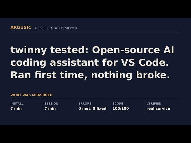 twinny tested: Open-source AI coding assistant for VS Code. Ran first time, nothing broke.