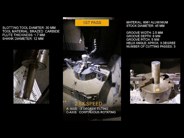 Rough cutting a spiral groove on 5-axis machine using T-slot cutter
