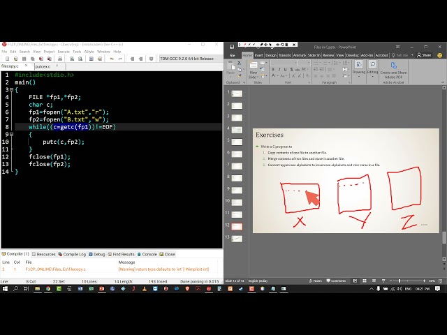Files in C -- Example programs