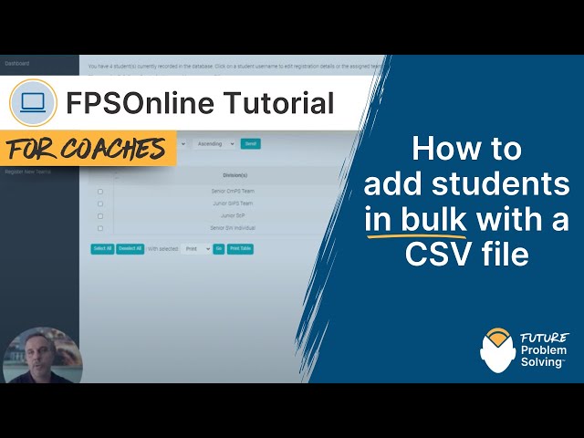 How to add students in bulk with a CSV file | FPSOnline Tutorial for Coaches