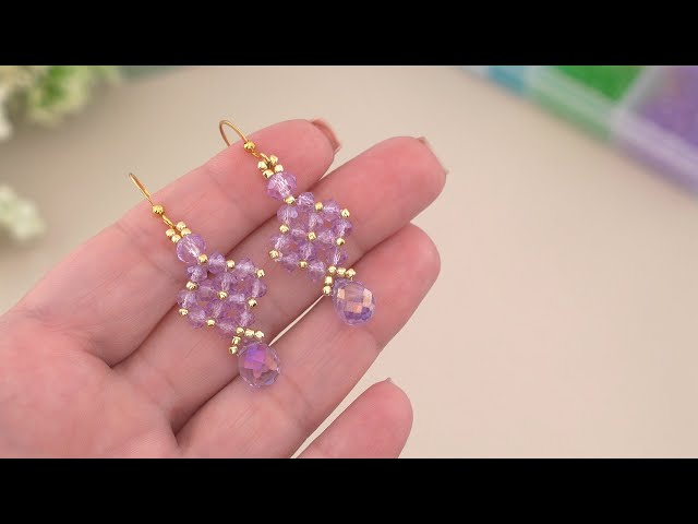 Crystal Beaded Jewelry Design: How to Make Earrings with Beads | Teardrop Earrings Beading Tutorial!