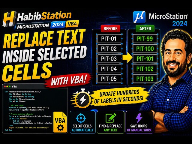 MicroStation 2024 - Introduction To VBA - Replace Text Inside Selected Cells