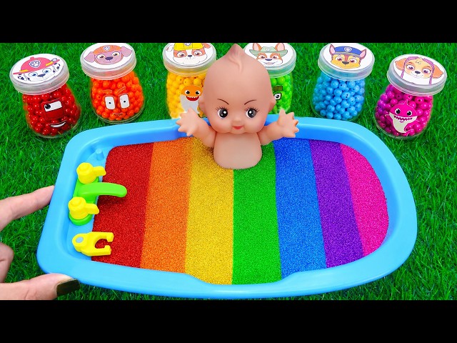 Satisfying Video l How to Make Rainbow Bathtubs into Mixing Slime with Glitter Pool Cutting ASMR 8
