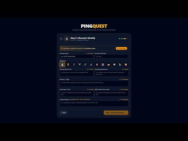 Pingquest demo - All Things Agentic Hackathon