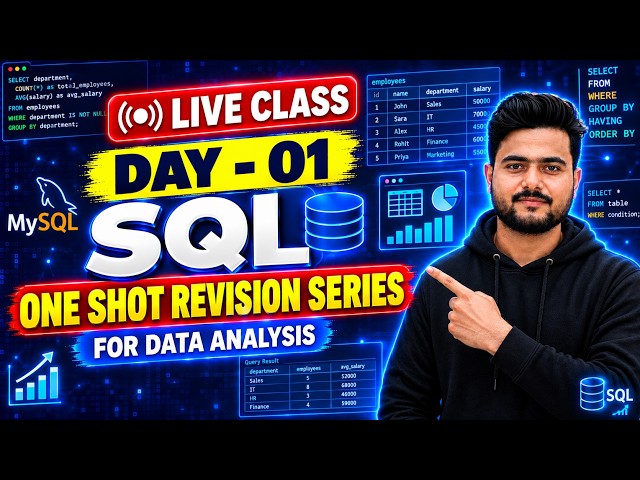 LIVE CLASS 🔴 SQL Day 01 | One Shot Revision for Data Analysis