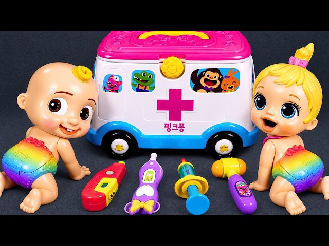 Unboxing COCOMELON Doctor Set, Pinkfong First Aid Toys & Ambulance Playset | Fun Review Toys