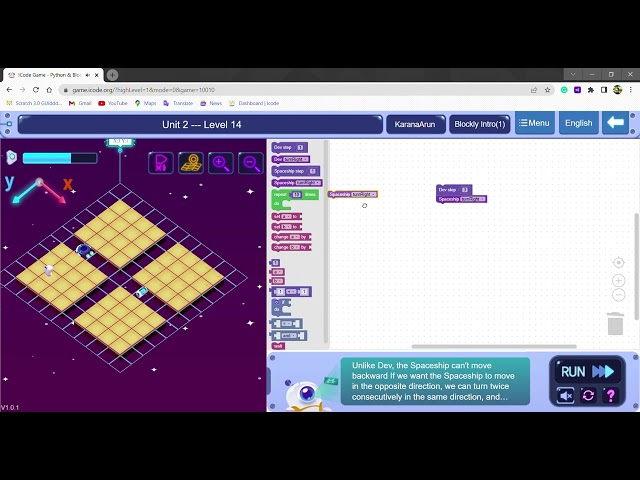 Blockly Video 5  - Spaceship Backwards