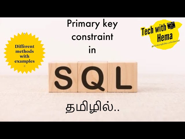 Primary key constraint in SQL | Learn Sql in tamil | DBMS in tamil | MSSQL